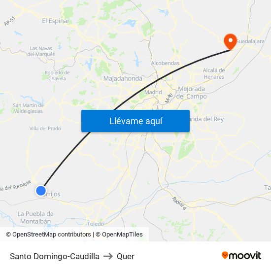 Santo Domingo-Caudilla to Quer map