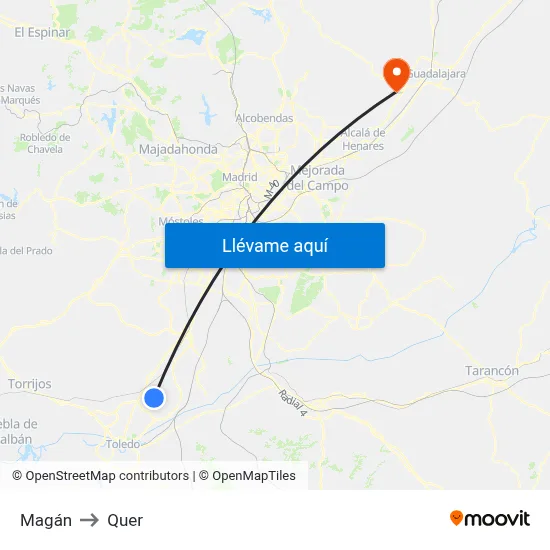 Magán to Quer map
