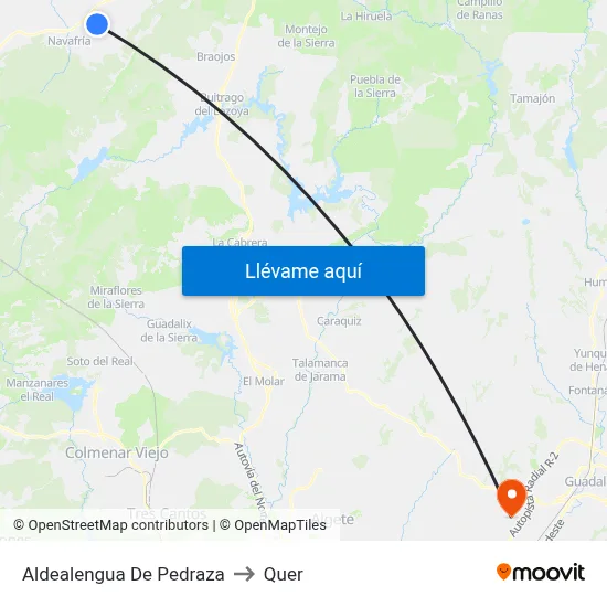 Aldealengua De Pedraza to Quer map