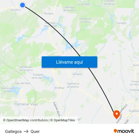Gallegos to Quer map