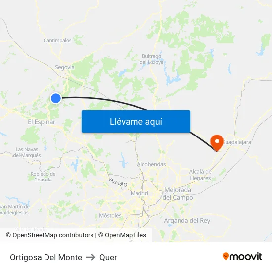 Ortigosa Del Monte to Quer map