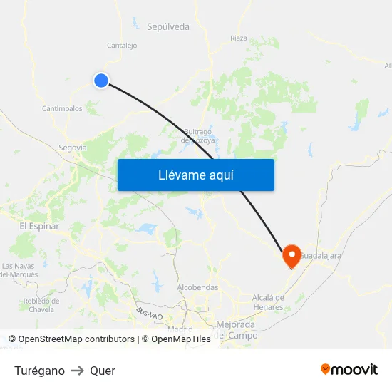 Turégano to Quer map