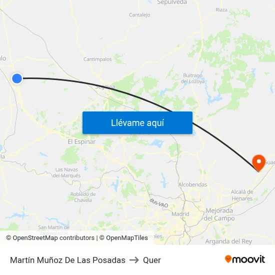 Martín Muñoz De Las Posadas to Quer map