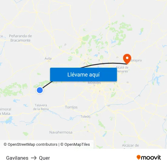 Gavilanes to Quer map