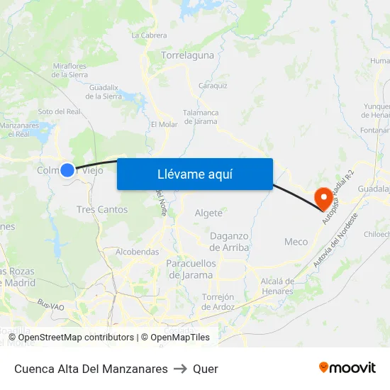 Cuenca Alta Del Manzanares to Quer map