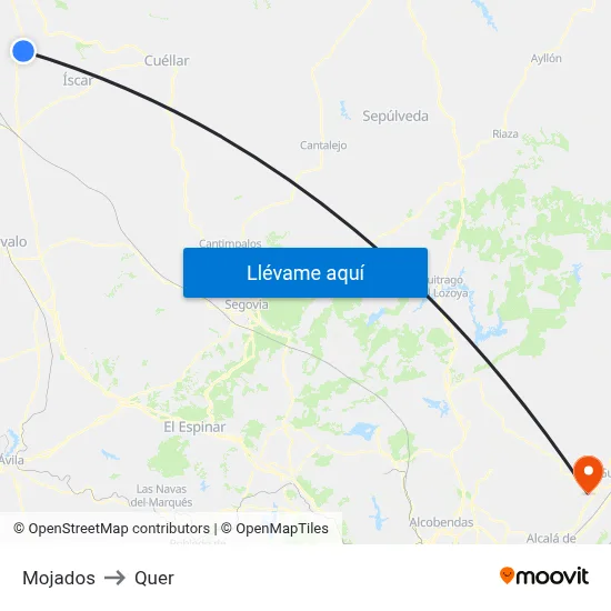 Mojados to Quer map