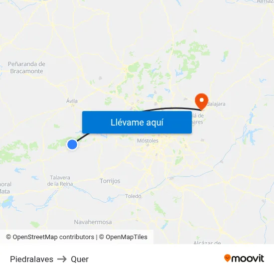 Piedralaves to Quer map