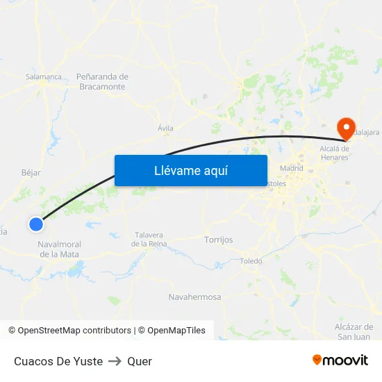 Cuacos De Yuste to Quer map