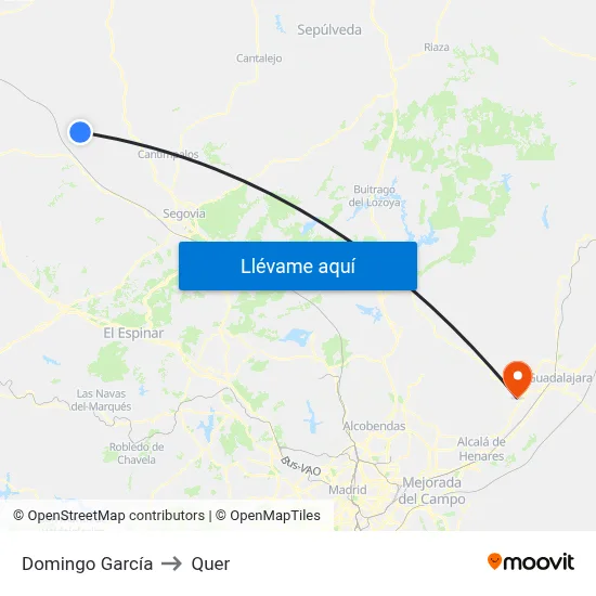 Domingo García to Quer map