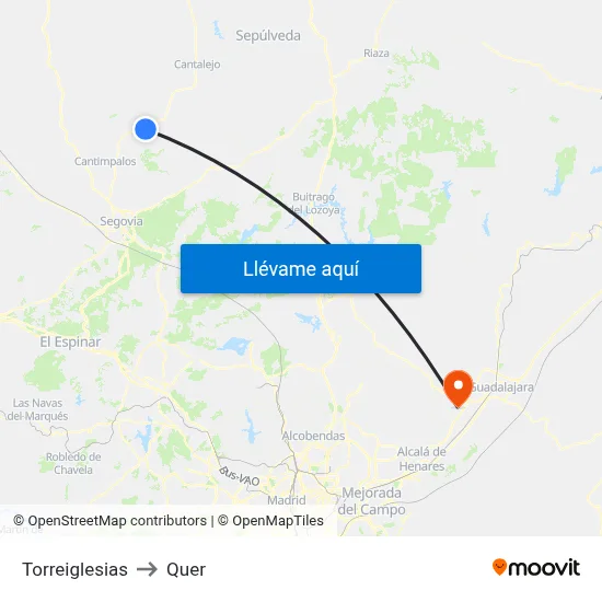 Torreiglesias to Quer map