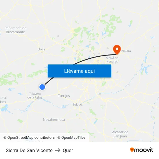 Sierra De San Vicente to Quer map