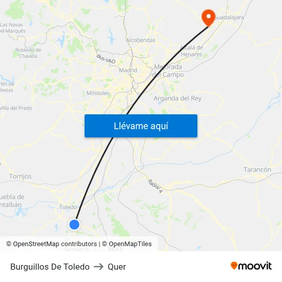 Burguillos De Toledo to Quer map