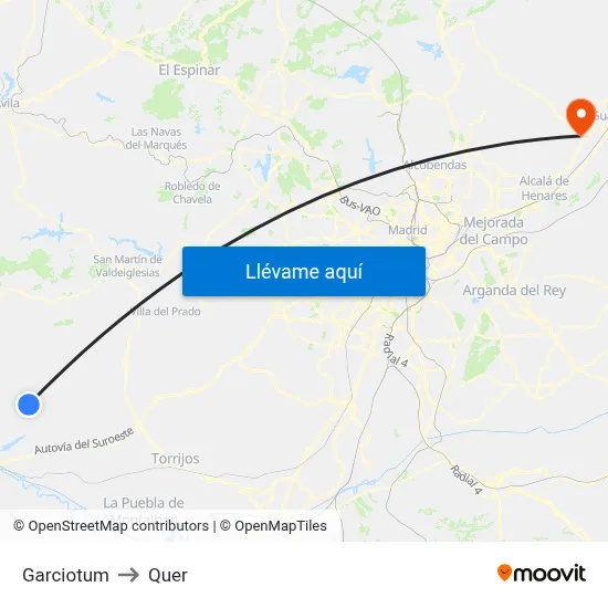 Garciotum to Quer map