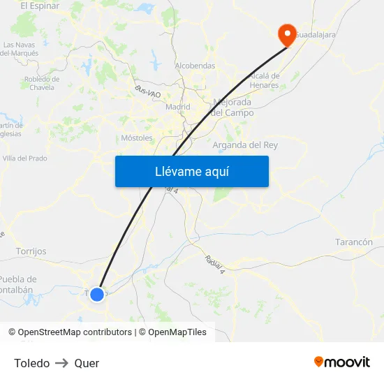 Toledo to Quer map