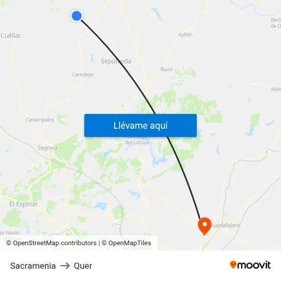 Sacramenia to Quer map