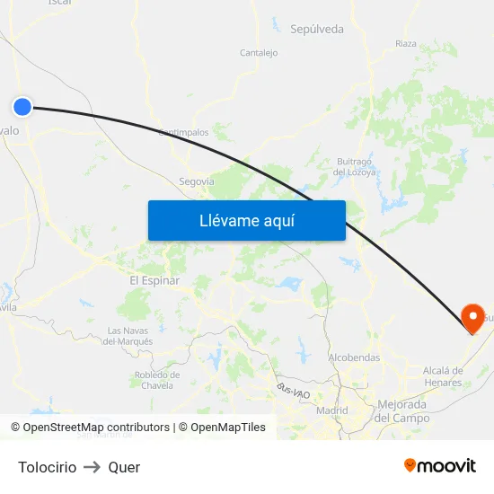 Tolocirio to Quer map