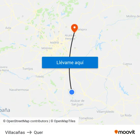 Villacañas to Quer map