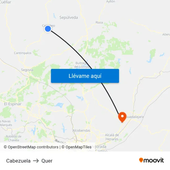 Cabezuela to Quer map