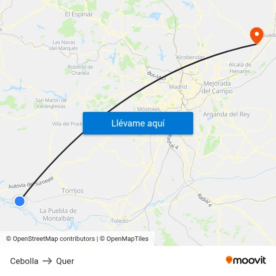 Cebolla to Quer map