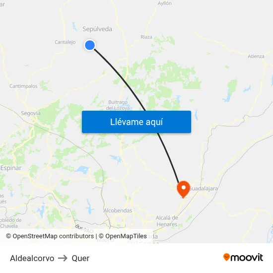 Aldealcorvo to Quer map