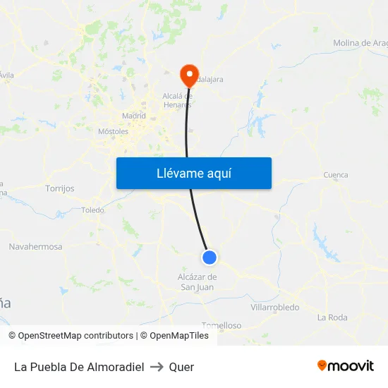 La Puebla De Almoradiel to Quer map