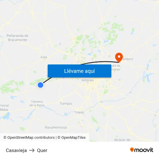 Casavieja to Quer map