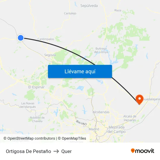 Ortigosa De Pestaño to Quer map