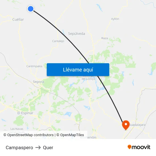 Campaspero to Quer map