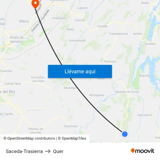 Saceda-Trasierra to Quer map