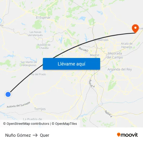 Nuño Gómez to Quer map