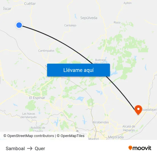 Samboal to Quer map