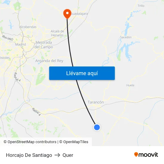 Horcajo De Santiago to Quer map
