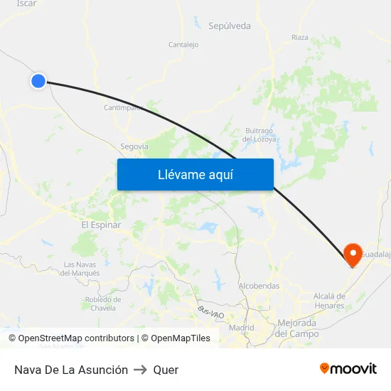 Nava De La Asunción to Quer map