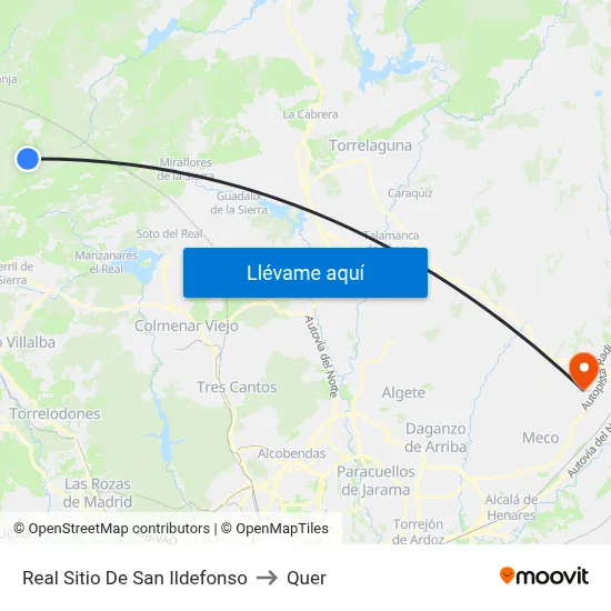Real Sitio De San Ildefonso to Quer map