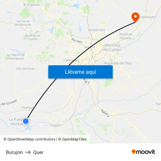 Burujón to Quer map