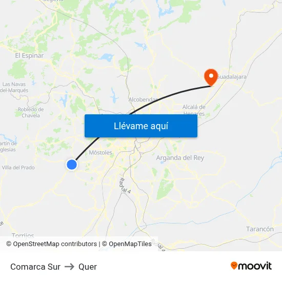 Comarca Sur to Quer map