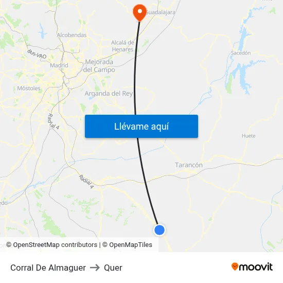 Corral De Almaguer to Quer map