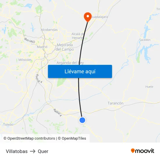Villatobas to Quer map