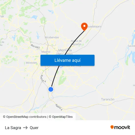 La Sagra to Quer map