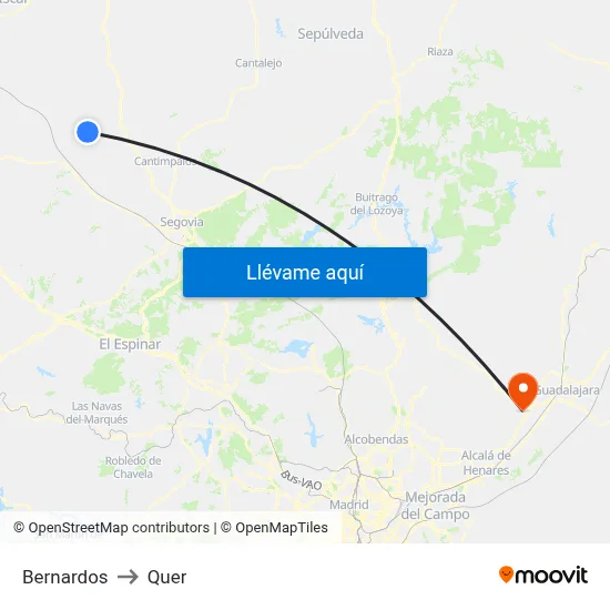 Bernardos to Quer map