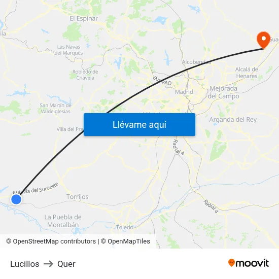 Lucillos to Quer map