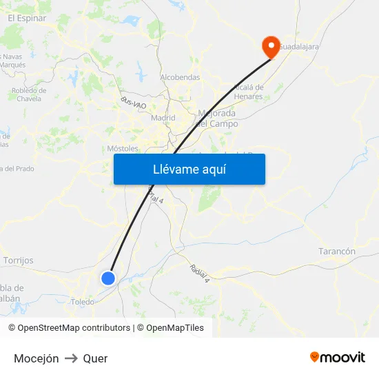 Mocejón to Quer map