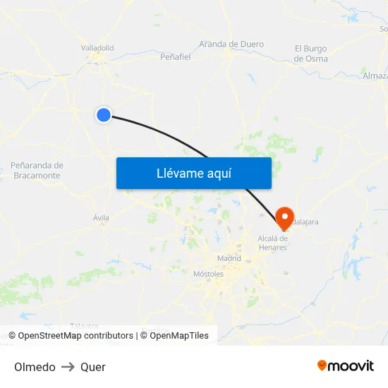 Olmedo to Quer map