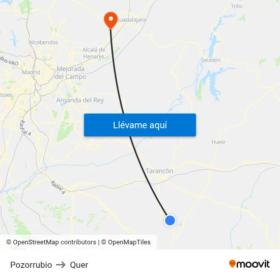 Pozorrubio to Quer map