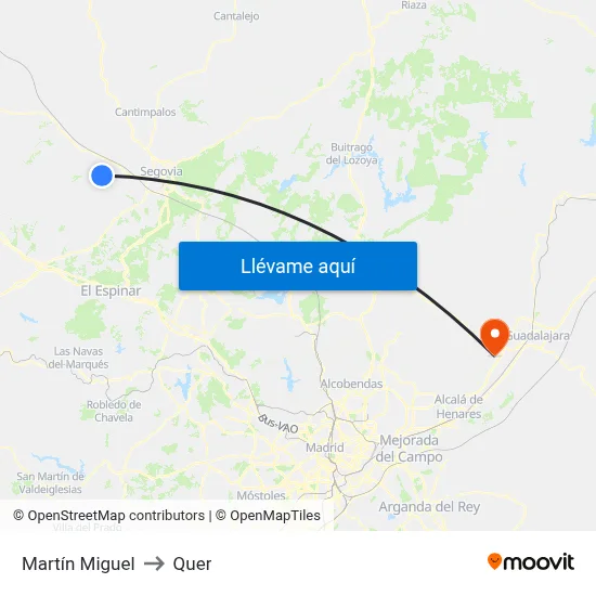 Martín Miguel to Quer map