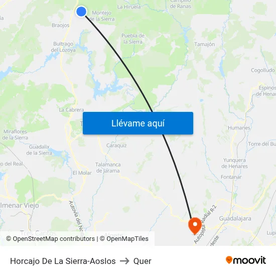 Horcajo De La Sierra-Aoslos to Quer map