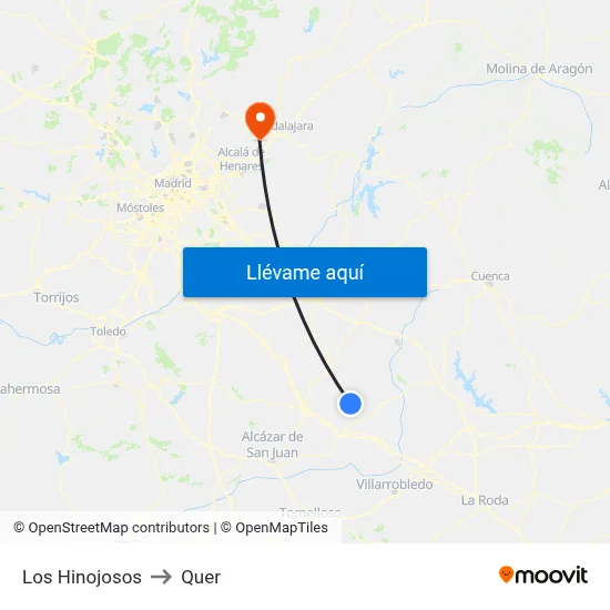 Los Hinojosos to Quer map
