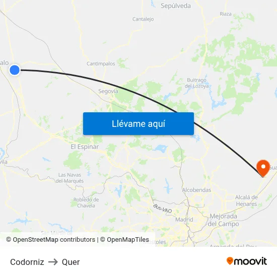 Codorniz to Quer map