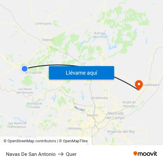 Navas De San Antonio to Quer map