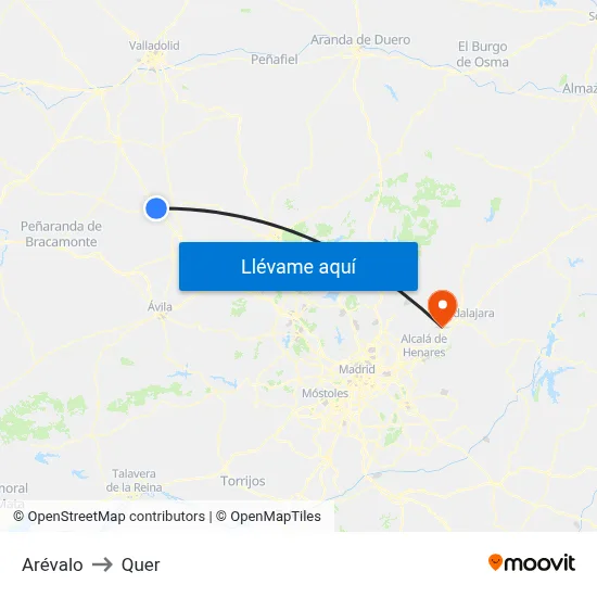 Arévalo to Quer map